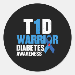 Blaues Band T1d Krieger Diabetes-Bewusstseinsdesig Runder Aufkleber