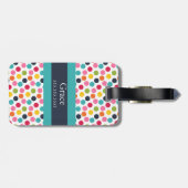 Blaues Band-Tupfen-Monogramm-Gepäckanhänger Gepäckanhänger (Rückseite horizontal)
