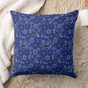 Blaues Bandana Moderner Cowboy Cowgirl Rodeo Spaß Kissen