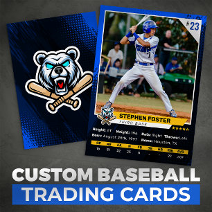 Blaues Baseball-Sammelkarten-Foto-Baseball-Logo Telefonnummerkarte