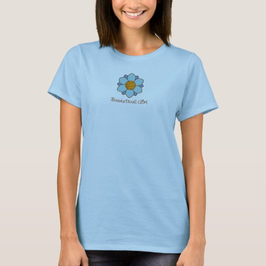 Blaues Basketball-Mädchen T-Shirt (Vorderseite)