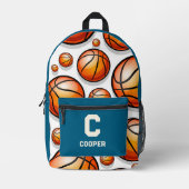 Blaues Basketballmuster Bedruckter Rucksack (Vorderseite)