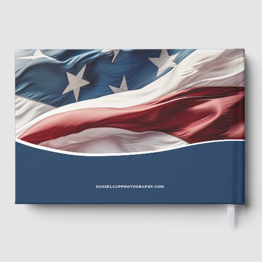 Blaues Beerdigungsgedächtnis - amerikanisches Flag Gästebuch (Rückseite)