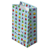 Blaues Beeren-Muster Kleine Geschenktüte (Vorderseite Schrägansicht)