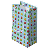 Blaues Beeren-Muster Kleine Geschenktüte (Rückseite Schrägansicht)