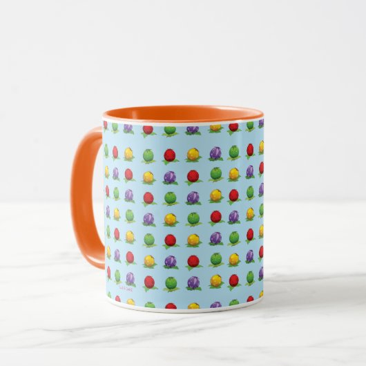 Blaues Beeren-Muster Tasse (Vorderseite Links)