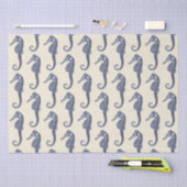 Blaues Beige Seepferd Seidenpapier (Handwerk)