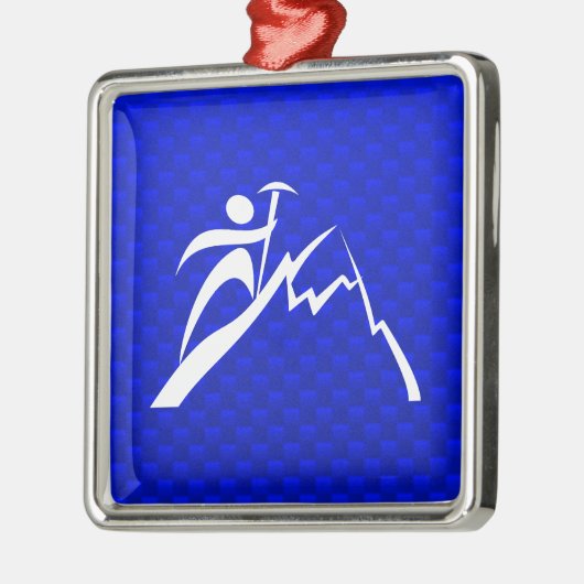 Blaues Bergsteigen Silbernes Ornament (Links)