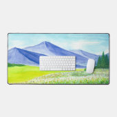 Blaues Bergtal Wilde Blume Wasserfarbe Schreibtischunterlage (Tastatur & Maus)