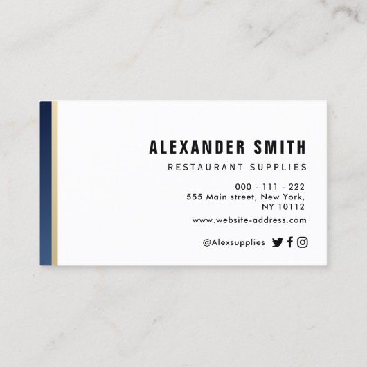 blaues berufliches Restaurant Visitenkarte (Rückseite)