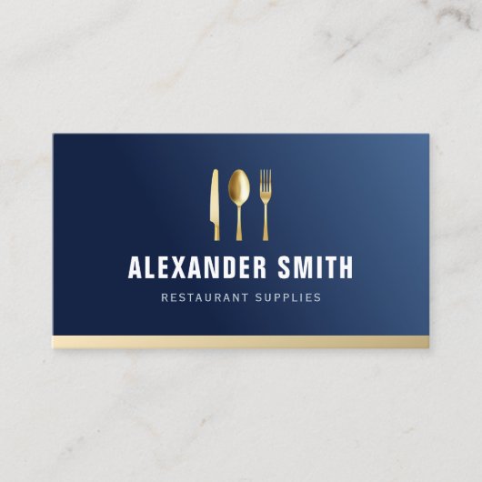 blaues berufliches Restaurant Visitenkarte (Vorderseite)