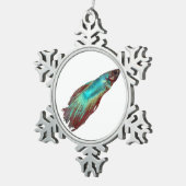 Blaues Betta Schneeflocken Zinn-Ornament (Rechts)