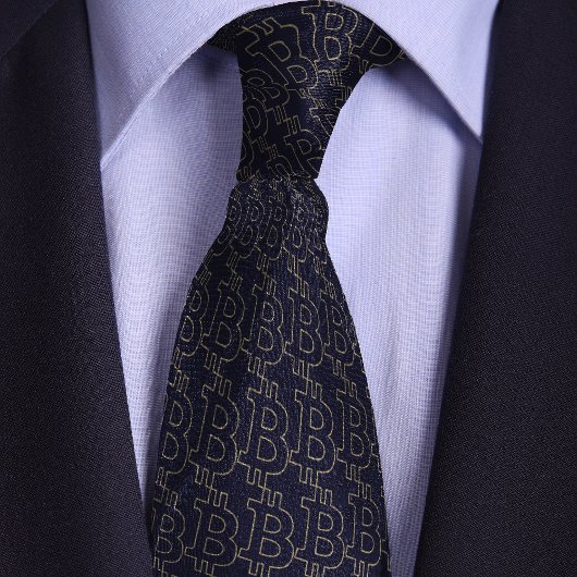 Blaues Bitcoin-Symbol-Kontur-Muster Krawatte
