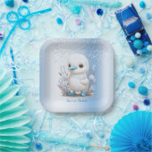 Blaues Blatt aus weißem Duck Pappteller (Party)