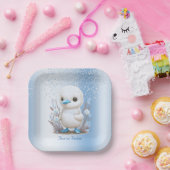 Blaues Blatt aus weißem Duck Pappteller (Party)