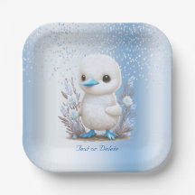 Blaues Blatt aus weißem Duck