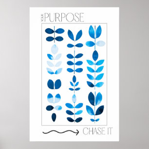 Blaues Blatt Botanischer Kunstprint Minimalist Poster