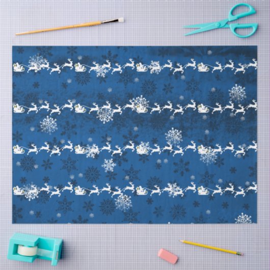 Blaues Blatt-und-Rentier-Tissue Seidenpapier (Basteln)