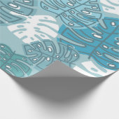 blaues Blätter Geschenkpapier (Ecke)