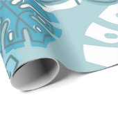 blaues Blätter Geschenkpapier (Rolleneckpunkt)