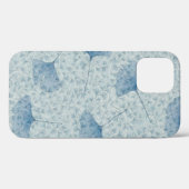 Blaues Blätter-Muster-Design Case-Mate iPhone Hülle (Rückseite (Horizontal))