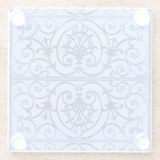 Blaues Blättermuster Glasuntersetzer (Rückseite)