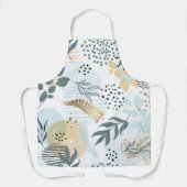 Blaues Blattgold botanische Blätter Schürze (Vorderseite)