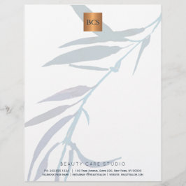 Blaues Blattgold mit Monogramm metallisches Kupfer Briefbogen