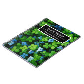 Blaues Blattmuster | Personalisierte Spirale Notizblock (Linke Seite)