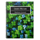 Blaues Blattmuster | Personalisierte Spirale Notizblock (Vorderseite)