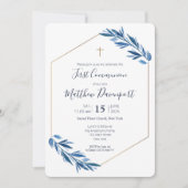 Blaues Blattwerk Einladung (Vorderseite)