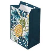 Blaues Blaues Blaues Blaues Blattwerk Mittlere Geschenktüte (Vorderseite Schrägansicht)