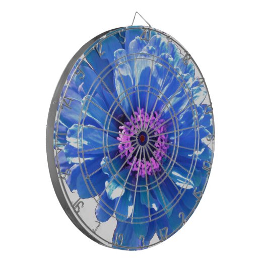 Blaues blaues blühendes Foto Dartscheibe (Vorderseite Links)
