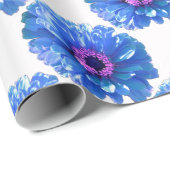 Blaues blaues blühendes Foto Geschenkpapier (Rolleneckpunkt)