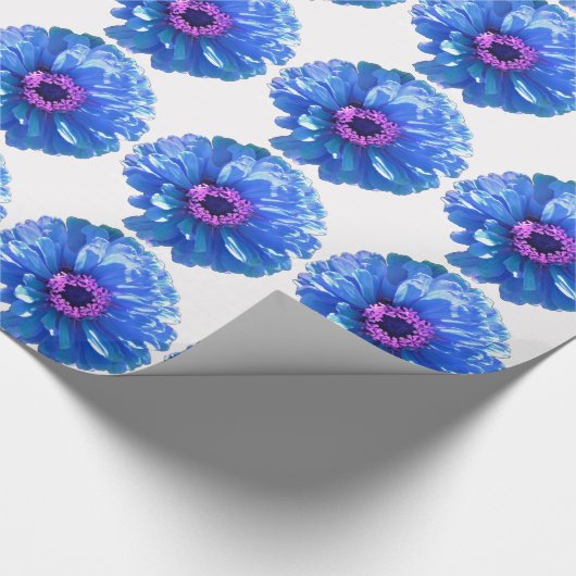 Blaues blaues blühendes Foto Geschenkpapier (Ecke)