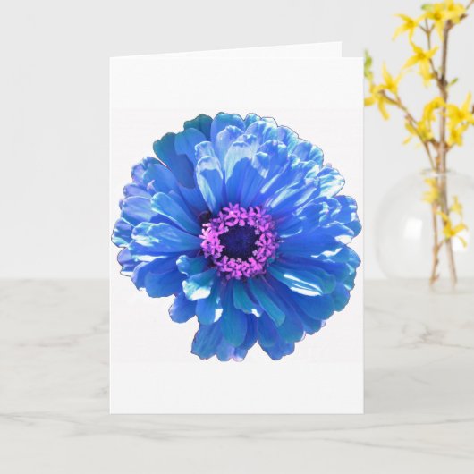 Blaues blaues blühendes Foto Karte (Gelbe Blume)