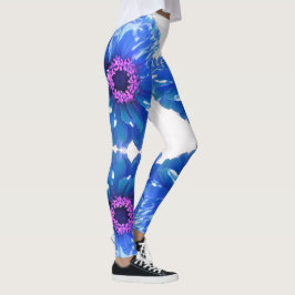 Blaues blaues blühendes Foto Leggings