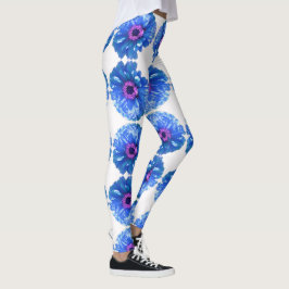 Blaues blaues blühendes Foto Leggings