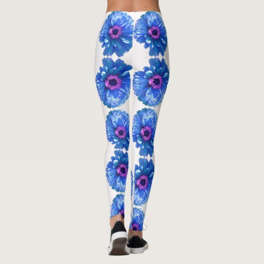 Blaues blaues blühendes Foto Leggings (Rückseite)