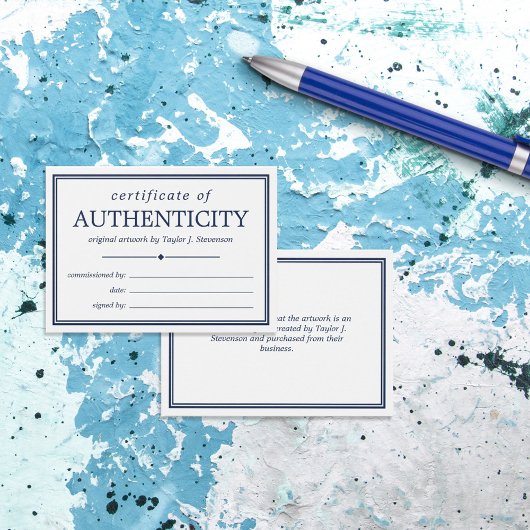 Blaues Blaues Echtheitszeugnis