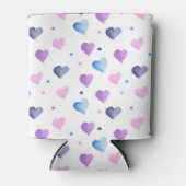 Blaues blaues Pink-Lila Muster für Wasserfarben Dosenkühler (Vorderseite)