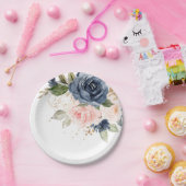 Blaues blaues Rosa Rosa Botanische Hochzeit Pappteller (Party)