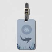 Blaues Blaues Unterseehai-Monogramm Gepäckanhänger (Vorderseite Vertikal)