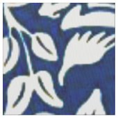 Blaues, blaues, weißes Blumenmuster Stoff (Nahaufnahme)