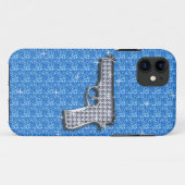 Blaues Bling Glitzer-Gewehr Case-Mate iPhone Hülle (Rückseite (Horizontal))