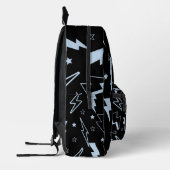 Blaues Blitzschwarz Hintergrund Y2K Muster Bedruckter Rucksack (Links)