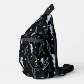 Blaues Blitzschwarz Hintergrund Y2K Muster Crossbody Bag (Rechte Ecke)