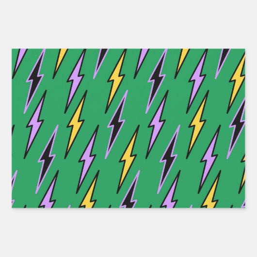 Blaues Blitzschwarz Hintergrund Y2K Muster Geschenkpapier Set (Vorderseite 3)