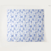 Blaues, blühendes Städtchen Eleganter Chic Hinterg Wandteppich (Vorderseite (Horizontal))