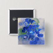 Blaues Blume-Button Button (Vorne & Hinten)